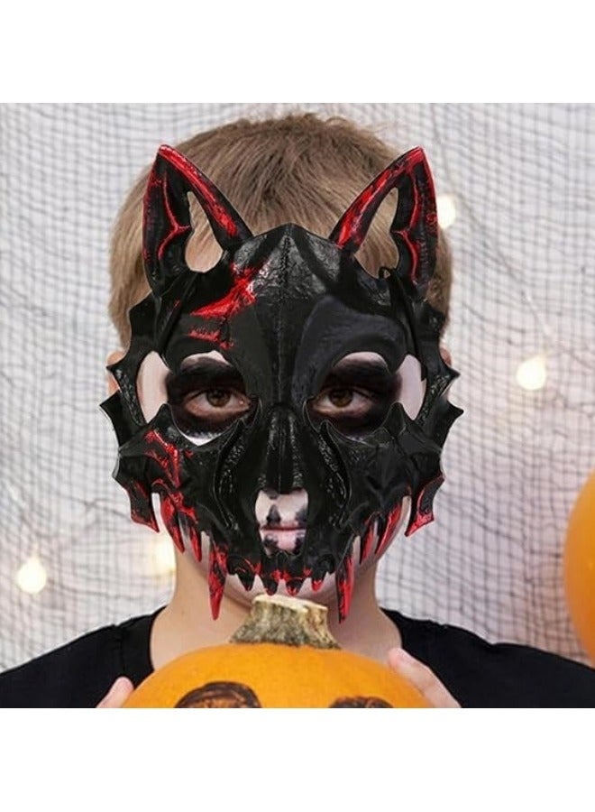 CCOVERY Japanese Costume Mask Half Face Mask Skull Scary Mask Party Cosplay Decorative - Image 4