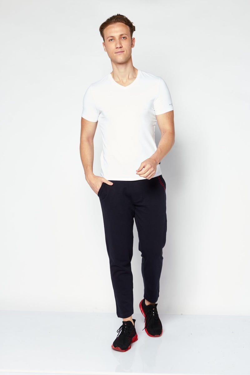 Gazzarrini سروال رياضي للرجال بشريط سحب مع شعار العلامة التجارية، أزرق داكن - Image 4