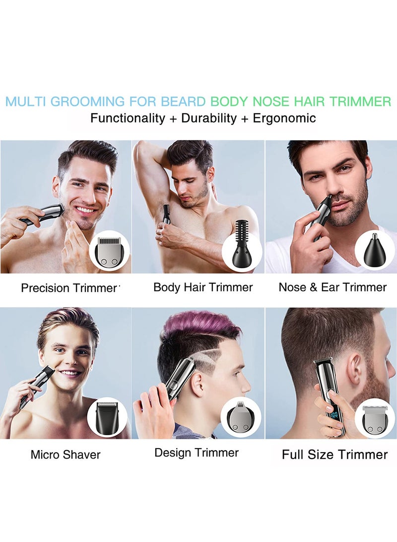 SYOSI Beard Trimmer for Men, Hair Clippers & Hair Trimmer, IPX7 Waterproof Mustache Body Nose Ear Facial Shaver, Electric Razor All in 1 Beard Kit, Gifts for Men, USB Rechargeable & LED Display - Image 2