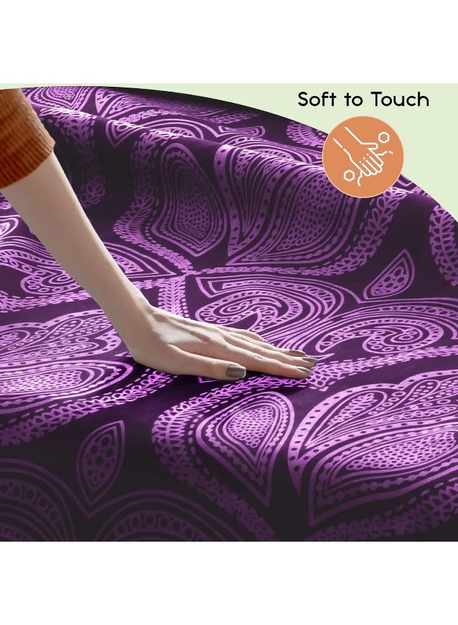 LDC LUX DECOR COLLECTION LUX Dcor Paisley Queen Sheet Set 6 PC Soft Microfiber Wrinkle Free Sheets  Luxurious Printed Bed Sheets Includes Flat Sheet Fitted Sheet with Deep Pockets  4 Pillowcases  Purple  - Image 3
