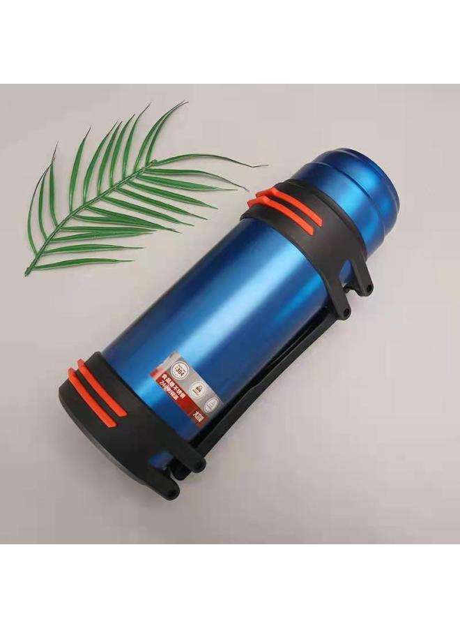 Blue Stainless Steel Vacuum Insulation Kettle Wide Mouth Kettle Large Capacity 2l Sports Outdoor High-end Portable Travel Kettle