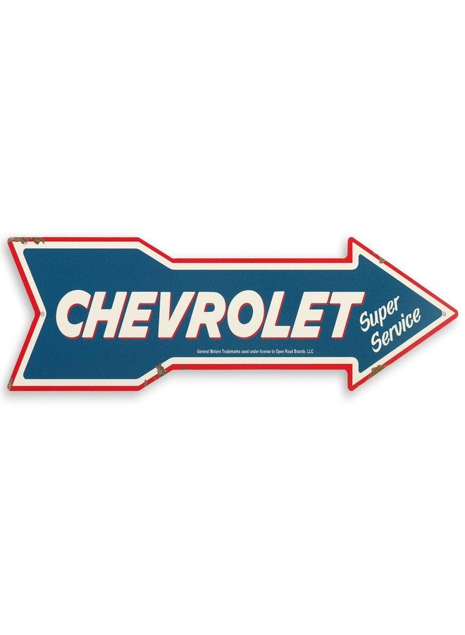 Open Road Brands Chevrolet Super Service Arrow Metal Sign - Vintage Chevrolet Sign for Garage, Shop or Man Cave - Image 1