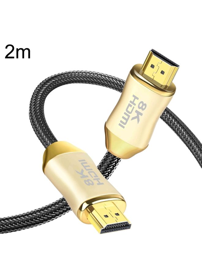 BURAQ CO-HD801 2m HDMI 2.1 Version 8K 60Hz For PS4 Cable Projector Notebook Set-Top Box Cable(Gold)  - Image 1