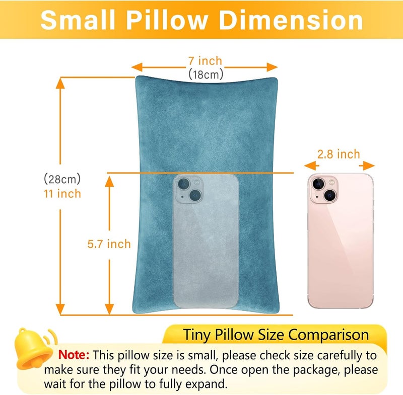 1 MIDDLE ONE 2 Pack Small Pillow, Memory Foam Mini Pillow 11 X 7 Inches for Travel, Sleeping, Nap and Neck, Knee, Lumbar Support, Tiny Cushion for Pet, Dogs (Lake Blue) - Image 2