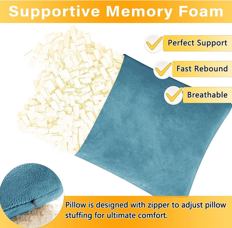 1 MIDDLE ONE 2 Pack Small Pillow, Memory Foam Mini Pillow 11 X 7 Inches for Travel, Sleeping, Nap and Neck, Knee, Lumbar Support, Tiny Cushion for Pet, Dogs (Lake Blue) - Image 3