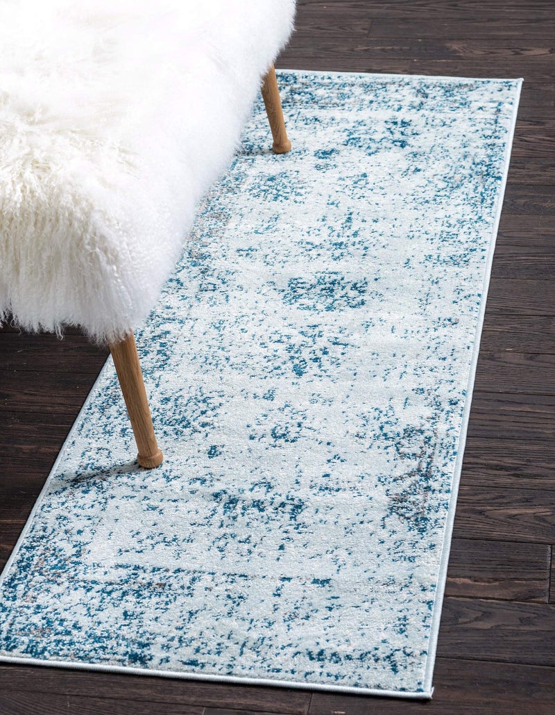 Unique Loom Sofia Collection Area Rug Casino 2 x 6 7 Runner Light Blue Ivory