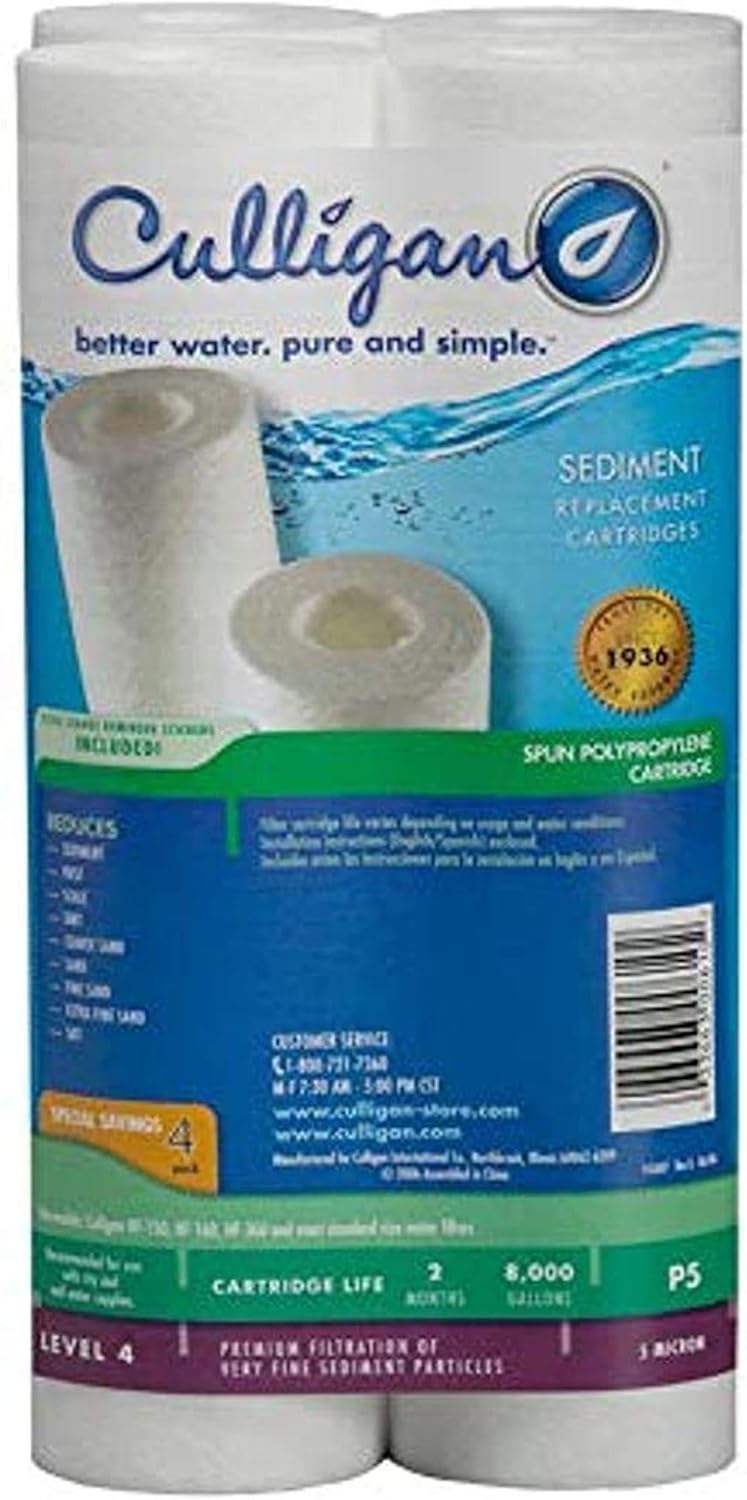 Culligan فلتر مياه كامل للمنزل P5-4PK، 8,000 جالون، قيمة 4 عبوات، أبيض، 4 قطع (عبوة من 1) - Image 1