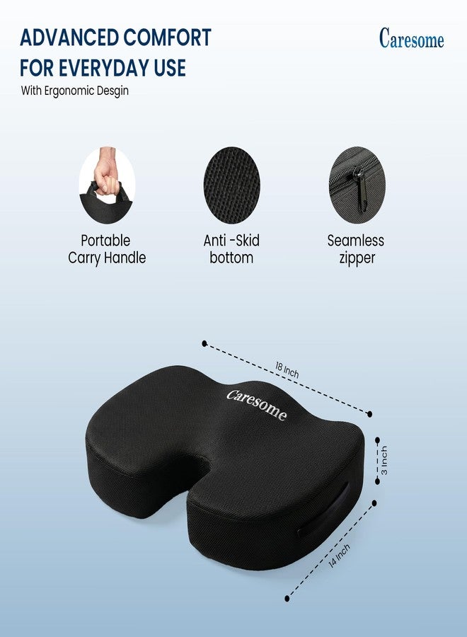 Caresome High Density Coccyx Seat Cushion for Hip | Tailbone | Coccyx | Sciatica Pain Relief | Proprietary Hi-Per Foam Ergonomic Design | Contoured Cushion for Office & Home Chairs - Image 2