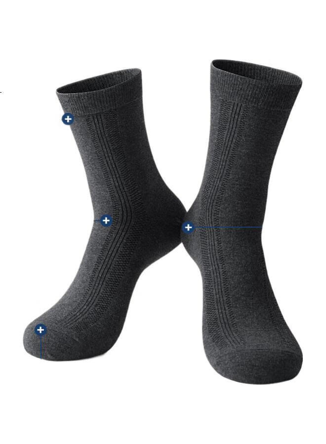 AUN Men'S Casual Socks With Silver Ion Antibacterial And Odor-Resistant, Mid-Calf Socks For Men 2 Black 2 Navy 2 Dark Grey One Size - Image 1