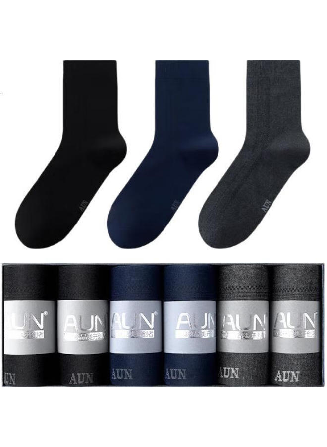 AUN Men'S Casual Socks With Silver Ion Antibacterial And Odor-Resistant, Mid-Calf Socks For Men 2 Black 2 Navy 2 Dark Grey One Size - Image 3