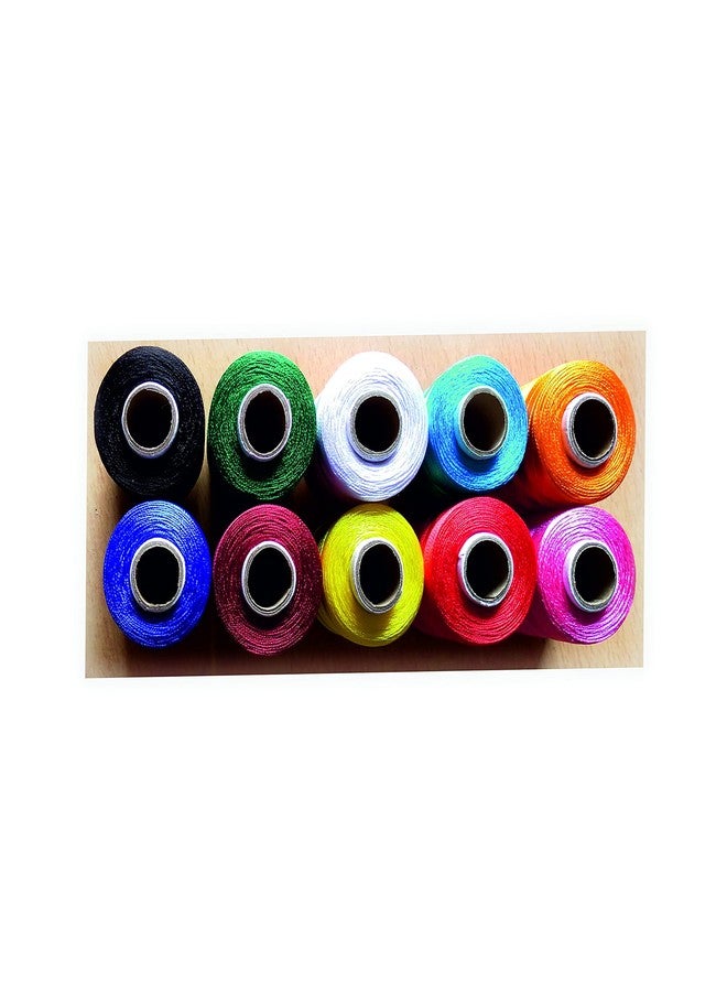 Zoohi Bright Polyester Silk Thread 10 Color Shade Each roll 900 mtrs Approx for Jewellery-Tassel Making- Embroidery-Crafts, Shiny Soft Thread spools. - Image 2