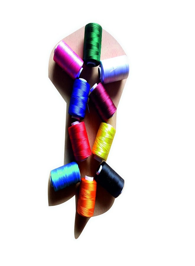 Zoohi Bright Polyester Silk Thread 10 Color Shade Each roll 900 mtrs Approx for Jewellery-Tassel Making- Embroidery-Crafts, Shiny Soft Thread spools. - Image 3