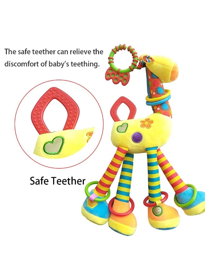 Capstro Baby Hanging Rattle Giraffe – Soft Plush Sensory Crib & Stroller Toy with Teether, Crinkle Paper, Beads & Gentle Sounds for Infant Early Development – Giraffe - Image 3