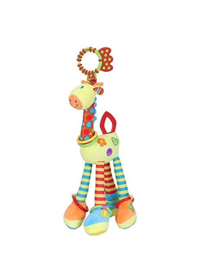 Capstro Baby Hanging Rattle Giraffe – Soft Plush Sensory Crib & Stroller Toy with Teether, Crinkle Paper, Beads & Gentle Sounds for Infant Early Development – Giraffe - Image 1