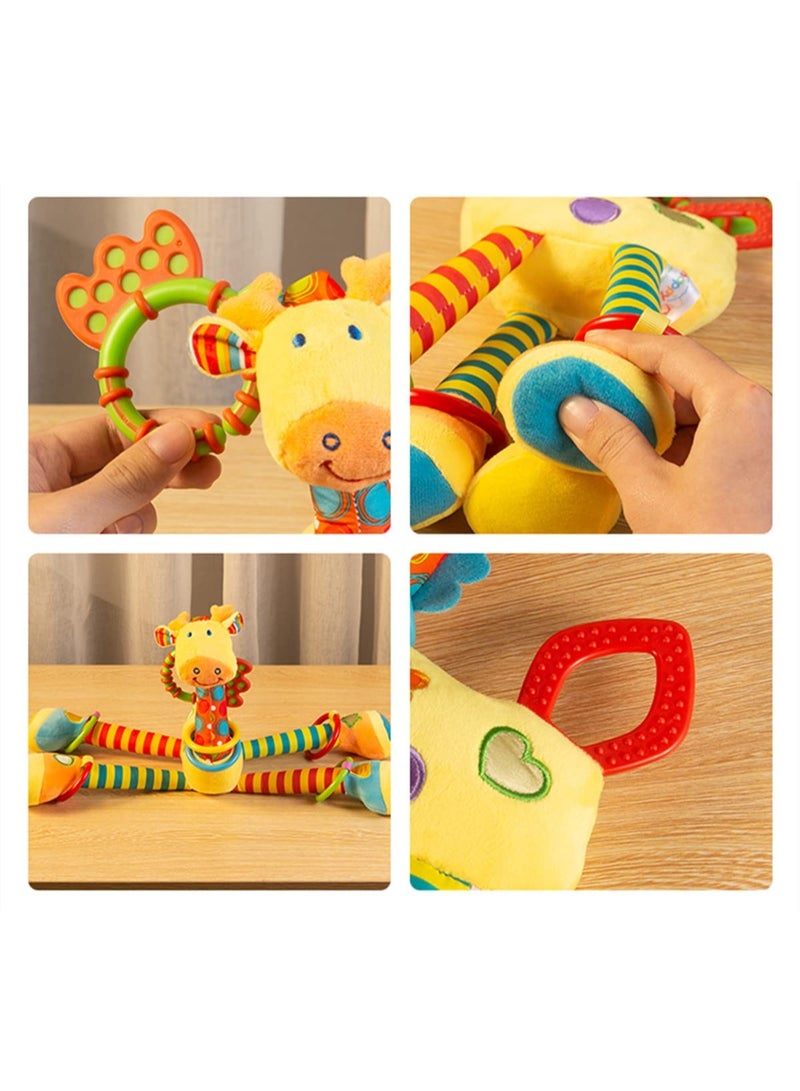 Capstro Baby Hanging Rattle Giraffe – Soft Plush Sensory Crib & Stroller Toy with Teether, Crinkle Paper, Beads & Gentle Sounds for Infant Early Development – Giraffe - Image 5