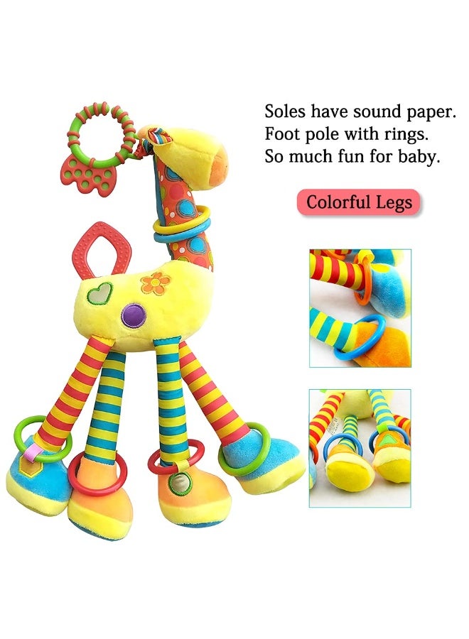 Capstro Baby Hanging Rattle Giraffe – Soft Plush Sensory Crib & Stroller Toy with Teether, Crinkle Paper, Beads & Gentle Sounds for Infant Early Development – Giraffe - Image 2