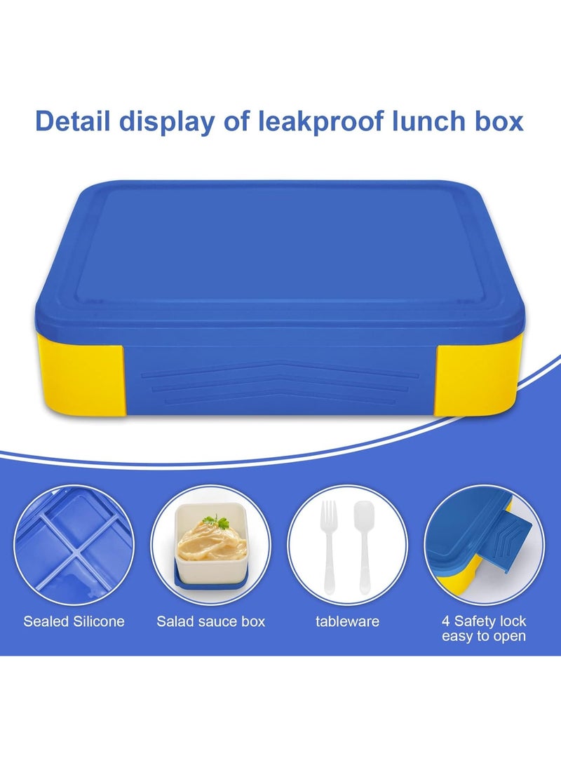 علبة غداء بينتو للأطفال والكبار، حاوية طعام مع أدوات المائدة، مقاومة للتسرب، آمنة للميكروويف والغسالة، خالية من BPA - Image 4