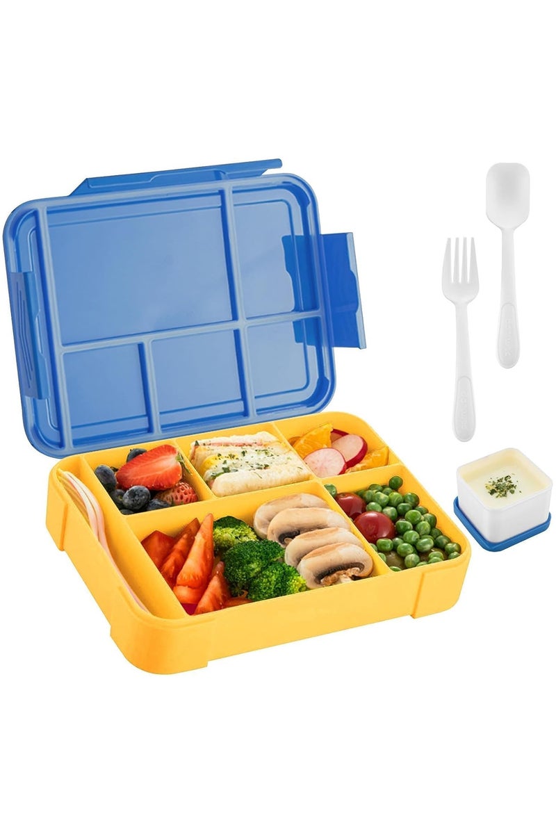 علبة غداء بينتو للأطفال والكبار، حاوية طعام مع أدوات المائدة، مقاومة للتسرب، آمنة للميكروويف والغسالة، خالية من BPA - Image 1