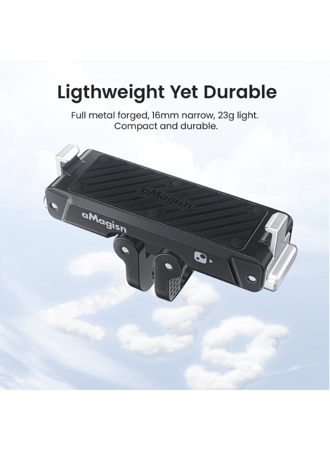 aMagisn قاعدة تثبيت مغناطيسية سريعة الفك من سبائك الألومنيوم متوافقة مع Insta360 GO Ultra مع مخلب مزدوج قابل للطي ومحول 1/4 بوصة لملحقات كاميرات الحركة - Image 4