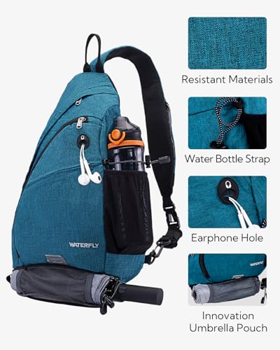 WATERFLY Sling Bag Sling Backpack Small Crossbody Shoulder Bag for Men Women Traveling Cycling Hiking Daypack - Image 4