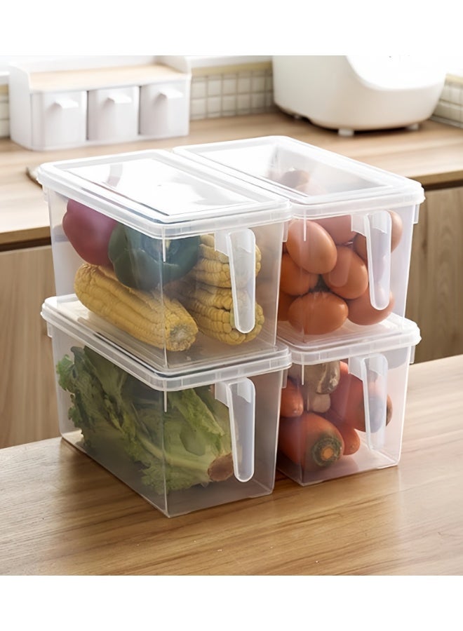4-Piece Refrigerator Organizer, Stackable Plastic Kitchen Food Storage Containers with Lids and Handles for Fruits and Vegetables, Freezer Safe Food Storage Boxes Transparent (YWHK-0660) - Image 1