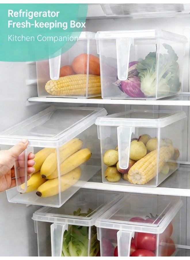4-Piece Refrigerator Organizer, Stackable Plastic Kitchen Food Storage Containers with Lids and Handles for Fruits and Vegetables, Freezer Safe Food Storage Boxes Transparent (YWHK-0660) - Image 2
