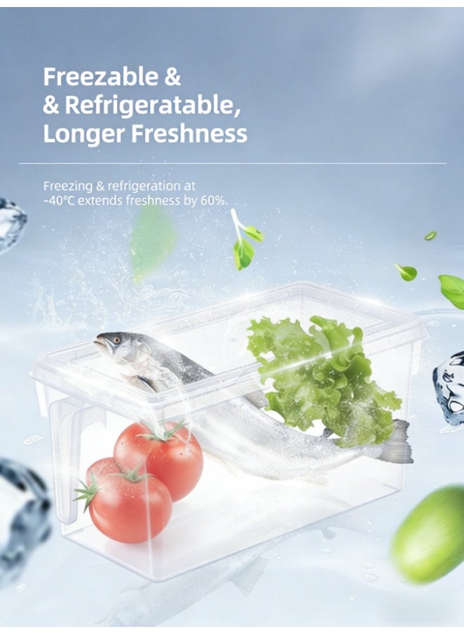 4-Piece Refrigerator Organizer, Stackable Plastic Kitchen Food Storage Containers with Lids and Handles for Fruits and Vegetables, Freezer Safe Food Storage Boxes Transparent (YWHK-0660) - Image 5