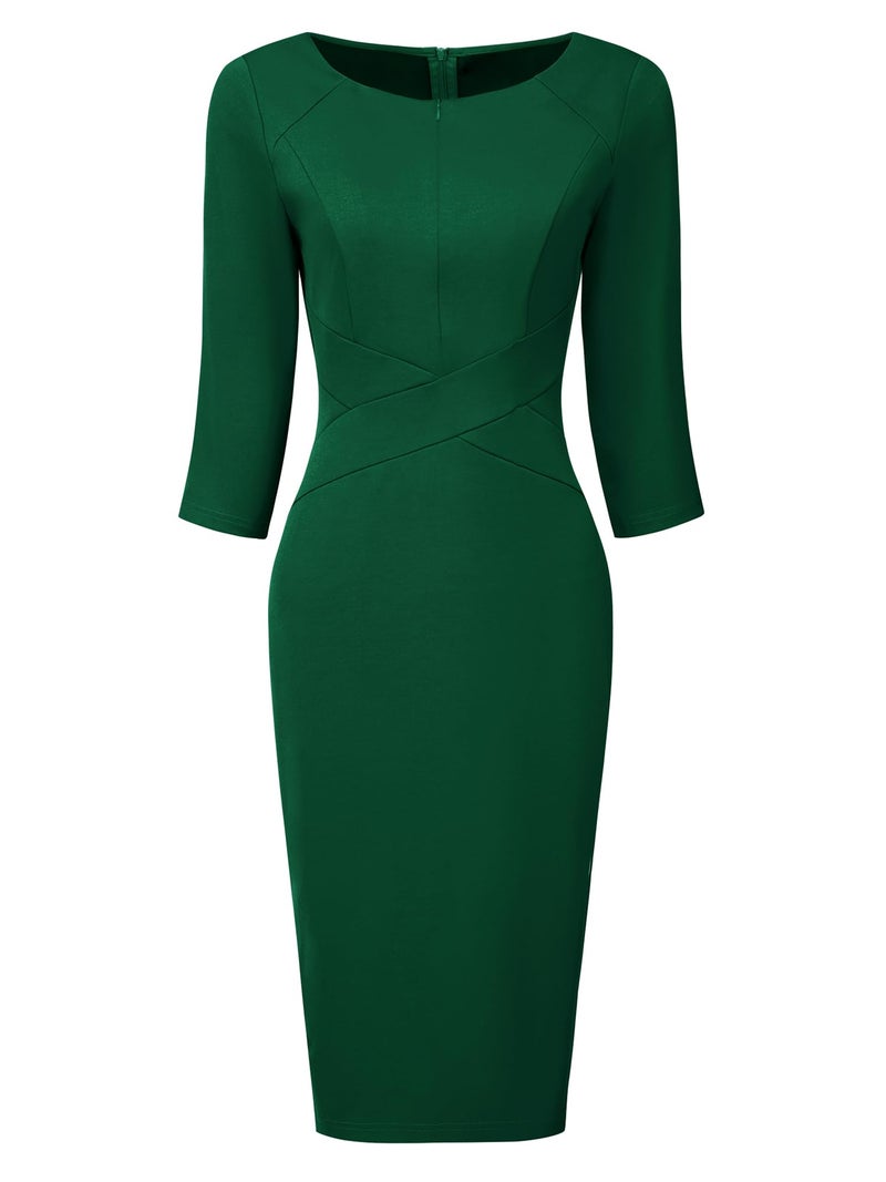Hobemty Women's Funeral Sheath Dress Knee Length Work Pencil Dresses XX-Large Green - Image 1