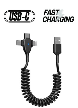 3 in 1 Coiled Lightning Cable for Car Coil iPhone Charger Cable, USB Cable Fast Charger Compatible with Lightning Type-C Micro USB for iPhone 14 13 12 11 XS XR X 8 7 Support iOS Android Tablets PC - pzsku/ZBC018E79673D9E500584Z/45/_/1738233661/dd061f98-f64d-4f3d-b6a1-a5ce915f4b67