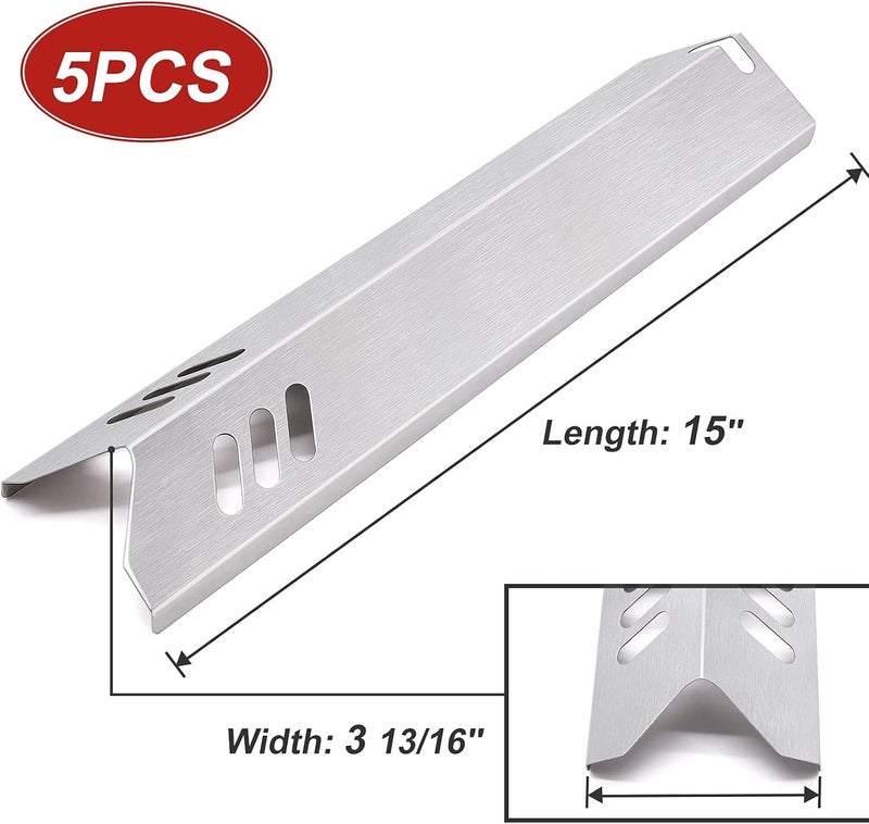 Adviace 15 inch Grill Heat Shields Replacement for Dyna-Glo DGF510SBP, DGF493BNP, Set of 5 Barbeque Grill Heat Plates for Backyard Grill Replacement Parts BY15-101-001-02, BY13-101-001-13, GBC1460W - Image 4