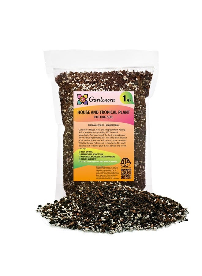 Gardenera Premium House Plant and Tropical Plant Potting Soil - Re-Potting Soil for All Types of Indoor House Plants - 1 Quart - Image 1