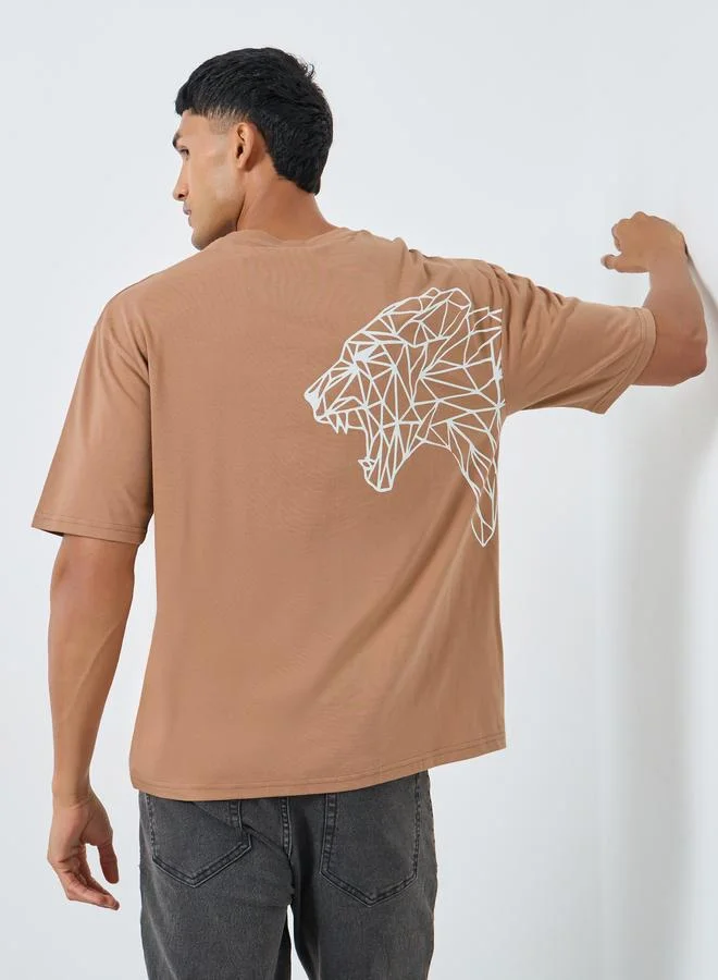 Styli Back Tiger Print Oversized T-Shirt