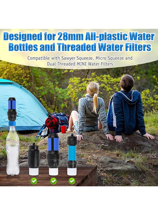 KASTWAVE 2 Pcs Water Filter Coupling Kit Compatible With 28Mm External Threaded Filters And Standard Plastic Bottles Leak Proof Gasket Seals Water Filter Adapter For Hiking Camping Backpacking Travel - Image 4
