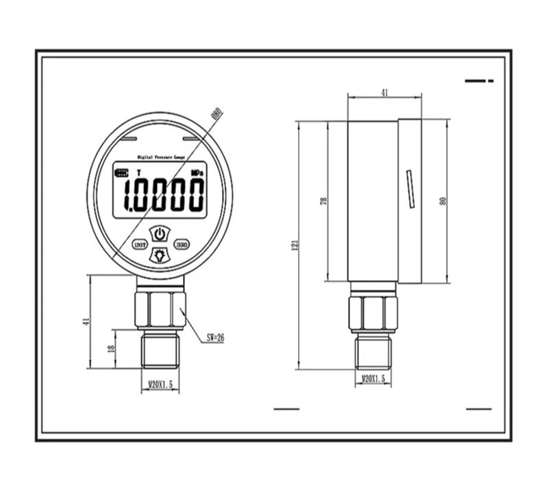 Vacuum Pressure Gauge, YB80A Digital Pressure Gauge Battery Powered High Vacuum Manometer Stainless Steel LCD Display Temp Compensation(40kPa) - Image 2