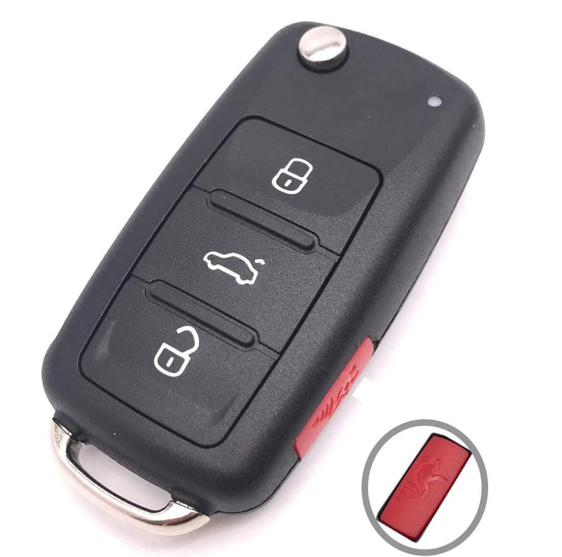 Grakest غطاء مفتاح بديل بدون مفتاح يناسب VW Jetta Passt لجهاز التحكم عن بعد بمفتاح 4 أزرار - Image 3