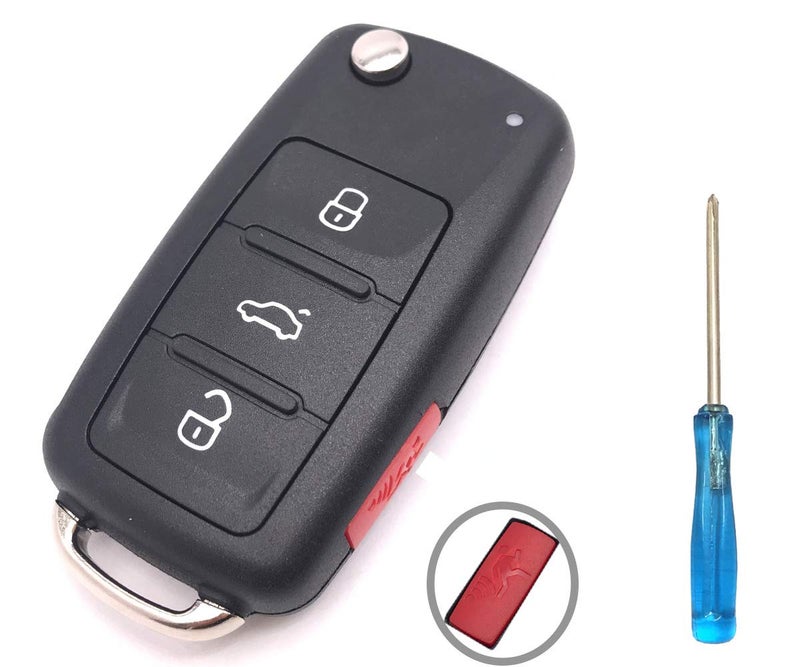 Grakest غطاء مفتاح بديل بدون مفتاح يناسب VW Jetta Passt لجهاز التحكم عن بعد بمفتاح 4 أزرار - Image 1