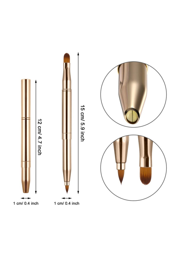 TOODOO TOODOO 3 Pieces Lip Brush Retractable Lipstick Liner Brush Lipstick Dual-ended Foundation Makeup Brush with Cap Travel Applicators - Image 2
