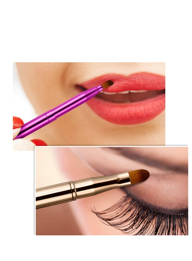 TOODOO TOODOO 3 Pieces Lip Brush Retractable Lipstick Liner Brush Lipstick Dual-ended Foundation Makeup Brush with Cap Travel Applicators - Image 4