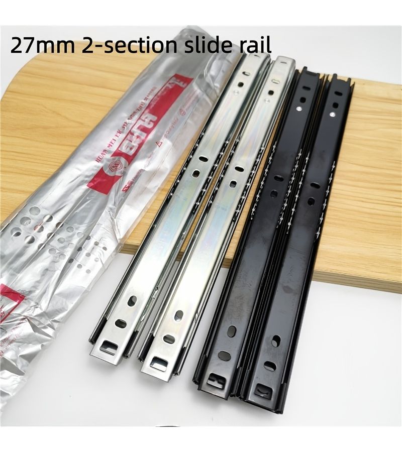 2pcs Silver 14 Inch Drawer Slides Two Section Steel Ball Quiet Slide Rails - Image 4