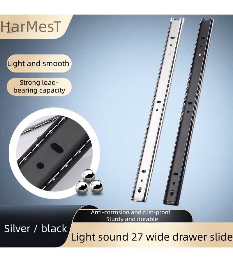2pcs Silver 14 Inch Drawer Slides Two Section Steel Ball Quiet Slide Rails - Image 5