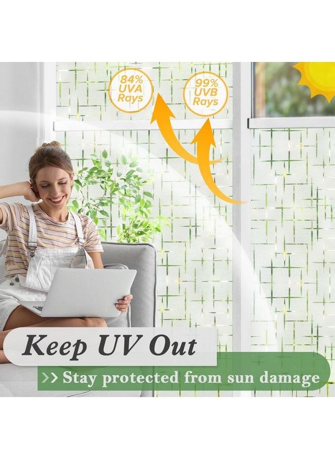 Rabbitgoo Window Privacy Film Frosted Glass Film For Doors Nonadhesive Window Cling Static Cling Frosting Decorative Window Sticker For Home Office Uv Protection Cross Pattern 17.5 X 78.7 Inches  - Image 5