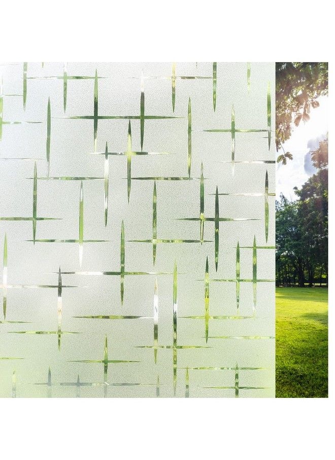 Rabbitgoo Window Privacy Film Frosted Glass Film For Doors Nonadhesive Window Cling Static Cling Frosting Decorative Window Sticker For Home Office Uv Protection Cross Pattern 17.5 X 78.7 Inches  - Image 2