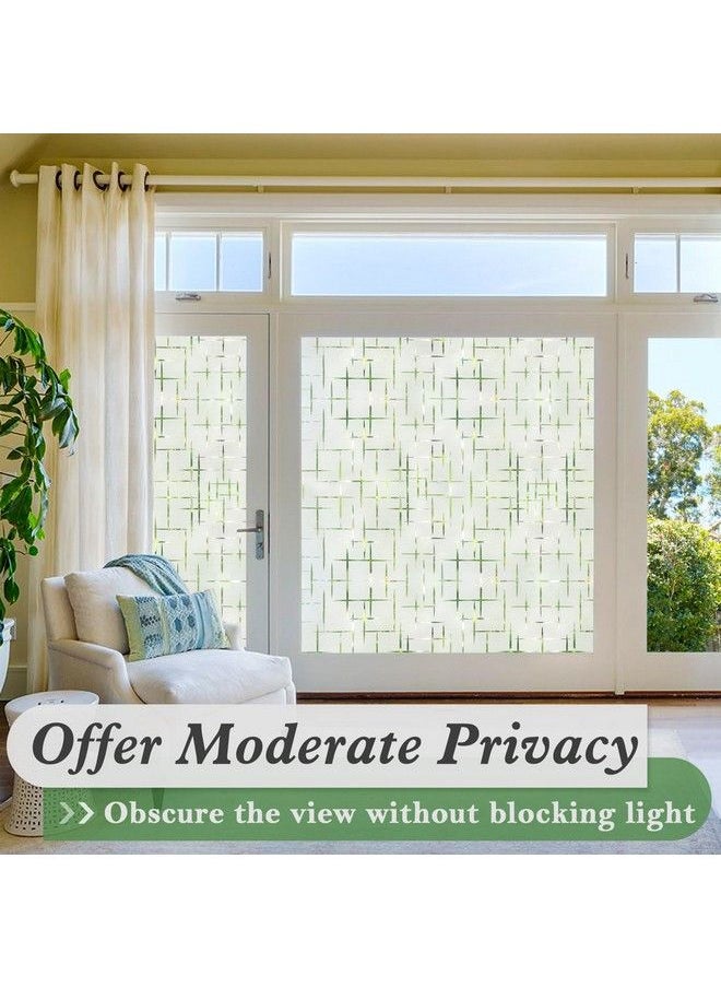 Rabbitgoo Window Privacy Film Frosted Glass Film For Doors Nonadhesive Window Cling Static Cling Frosting Decorative Window Sticker For Home Office Uv Protection Cross Pattern 17.5 X 78.7 Inches  - Image 4