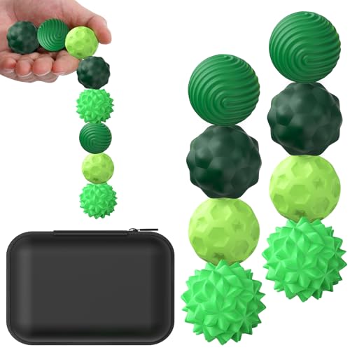 BUSOHA Silicone Fidget Balls 8 Pack Silicone Stress Relief Balls Stone for Adults Sensory Travel Toys for CalmingStressAutism and ADHDGifts for Teens AdultsGreen - Image 1