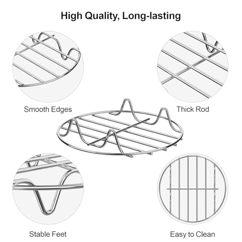 GSlife Steamer Rack 7'' - Stainless Steel Cooling Rack, Round Canning Baking Roasting Rack, Trivet for Dutch Oven Air Fryer, Instant Pot Accessories for 3, 6, 8 Qt Pressure Cooker, 1 Pack - Image 4
