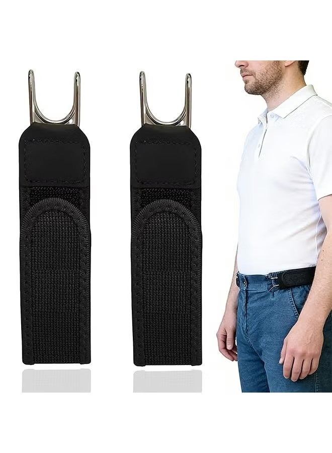 2 PCS Buckleless Belt Hook, Metal Hook Elastic Belt for Men Women, Invisible Stretch No Buckle Waistband, Adjustable Side Waistband For Work, Casual, Business, Travel, Commuting, Easy To Use - Image 1