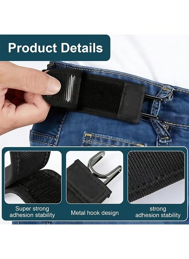 2 PCS Buckleless Belt Hook, Metal Hook Elastic Belt for Men Women, Invisible Stretch No Buckle Waistband, Adjustable Side Waistband For Work, Casual, Business, Travel, Commuting, Easy To Use - Image 2