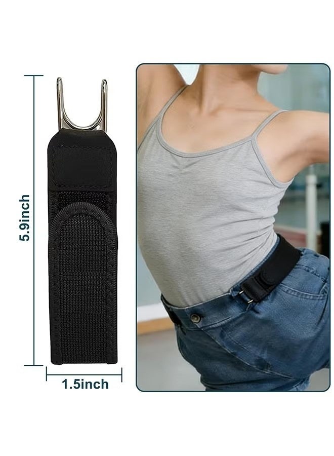 2 PCS Buckleless Belt Hook, Metal Hook Elastic Belt for Men Women, Invisible Stretch No Buckle Waistband, Adjustable Side Waistband For Work, Casual, Business, Travel, Commuting, Easy To Use - Image 4