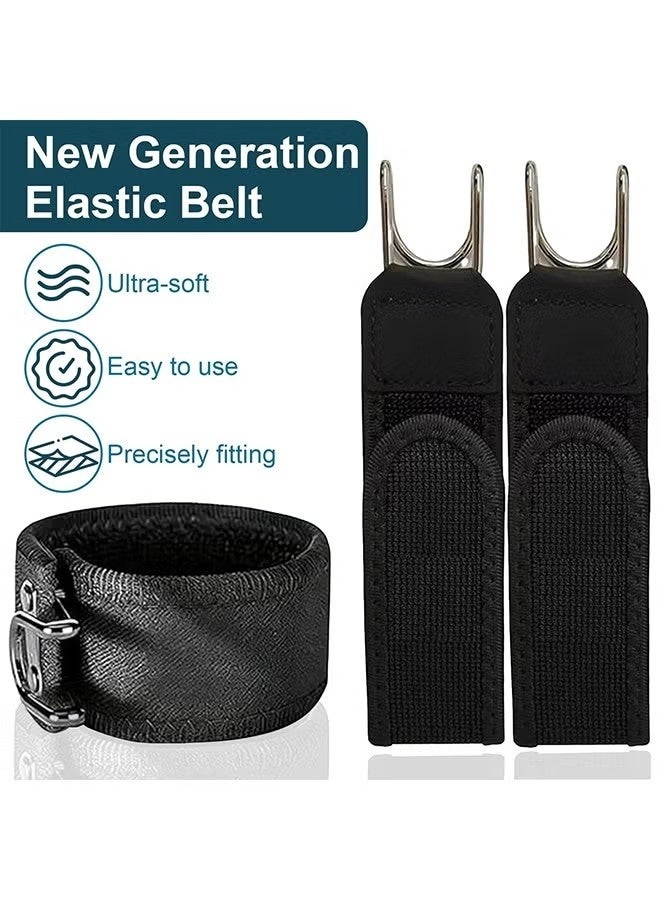 2 PCS Buckleless Belt Hook, Metal Hook Elastic Belt for Men Women, Invisible Stretch No Buckle Waistband, Adjustable Side Waistband For Work, Casual, Business, Travel, Commuting, Easy To Use - Image 3