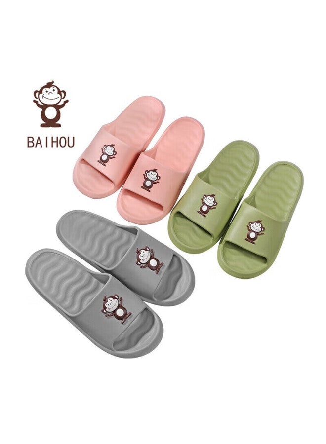 Baihou White Monkey Couple Cartoon Plush Indoor Home Men And Women Four Seasons Slippers 001 Gray 40-41 - Image 5